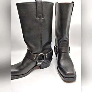 Frye Women's Harness Slouch Mid-Calf Black Leather Boots w/Heel- 6.5 M